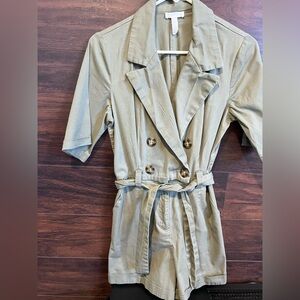 Leith Cotton Olive Green Romper